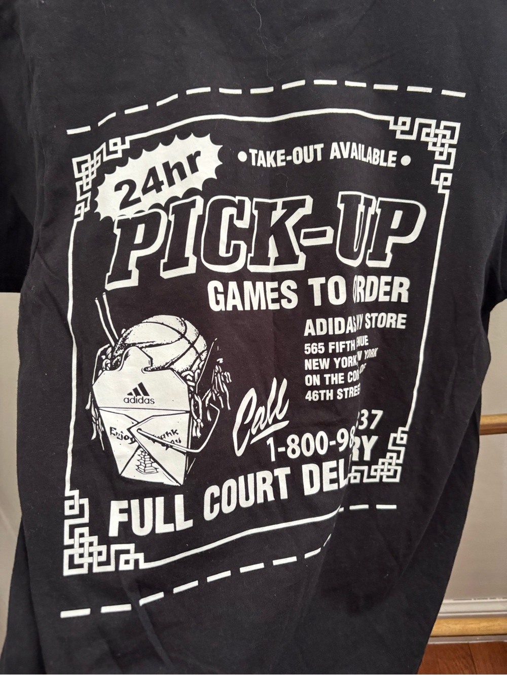 adidas Black Short Sleeve Tee with White Chest Graphic - Picture 3 of 5